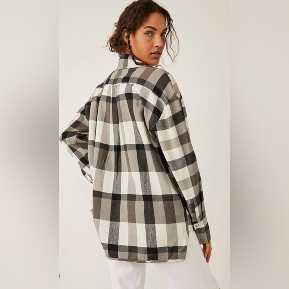 NWOT Free People S We the Free Izzie Cargo Shirt Snap Button Down New Flannel - Picture 3 of 6